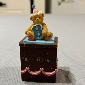 Cherished Teddies Birthday Bear with Blue and Brown Accents